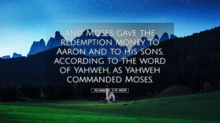 Picture 05 - Numbers 3:51 WEB Desktop Wallpaper - and Moses gave the redemption money to Aaron and - Desktop Bible Verse Wallpaper