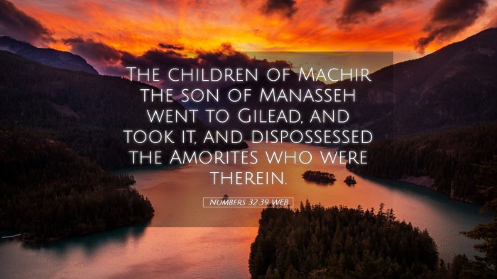 Picture 05 - Numbers 32:39 WEB Desktop Wallpaper - The children of Machir the son of Manasseh went - Desktop Bible Verse Wallpaper