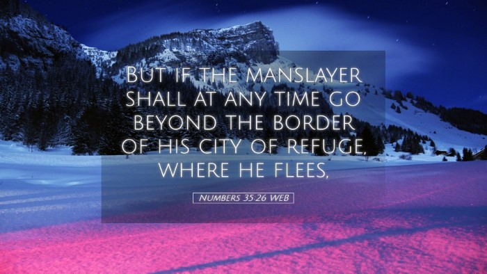 Picture 05 - Numbers 35:26 WEB Desktop Wallpaper - But if the manslayer shall at any time go beyond - Desktop Bible Verse Wallpaper