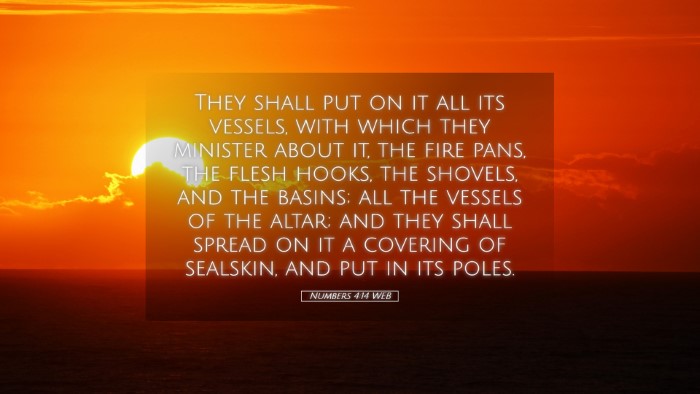 Picture 05 - Numbers 4:14 WEB Desktop Wallpaper - They shall put on it all its vessels, with which - Desktop Bible Verse Wallpaper