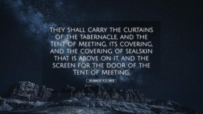 Picture 05 - Numbers 4:25 WEB Desktop Wallpaper - they shall carry the curtains of the tabernacle, - Desktop Bible Verse Wallpaper
