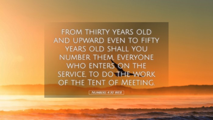 Picture 05 - Numbers 4:30 WEB Desktop Wallpaper - from thirty years old and upward even to fifty - Desktop Bible Verse Wallpaper