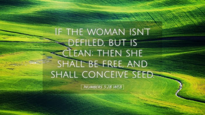 Picture 05 - Numbers 5:28 WEB Desktop Wallpaper - If the woman isn't defiled, but is clean; then - Desktop Bible Verse Wallpaper