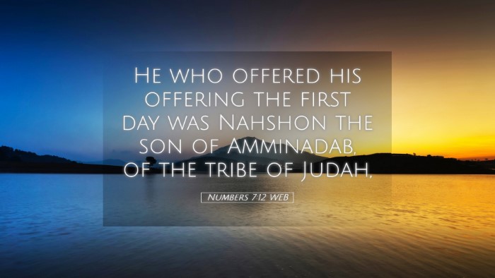 Picture 05 - Numbers 7:12 WEB Desktop Wallpaper - He who offered his offering the first day was - Desktop Bible Verse Wallpaper