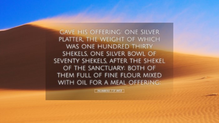 Picture 05 - Numbers 7:31 WEB Desktop Wallpaper - gave his offering: one silver platter, the weight - Desktop Bible Verse Wallpaper