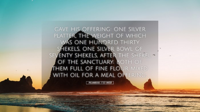Picture 05 - Numbers 7:55 WEB Desktop Wallpaper - gave his offering: one silver platter, the weight - Desktop Bible Verse Wallpaper
