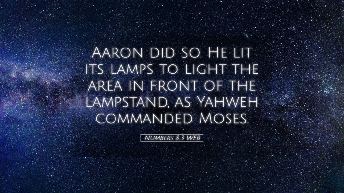 Picture 05 - Numbers 8:3 WEB Desktop Wallpaper - Aaron did so. He lit its lamps to light the area - Desktop Bible Verse Wallpaper