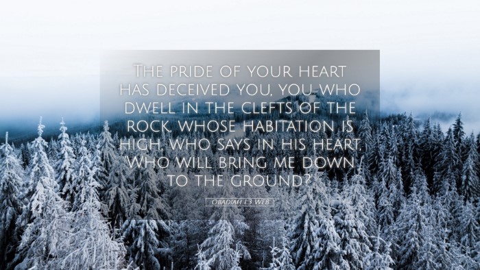 Picture 05 - Obadiah 1:3 WEB Desktop Wallpaper - The pride of your heart has deceived you, you who - Desktop Bible Verse Wallpaper