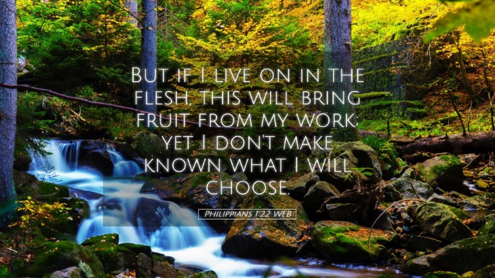 Picture 05 - Philippians 1:22 WEB Desktop Wallpaper - But if I live on in the flesh, this will bring - Desktop Bible Verse Wallpaper