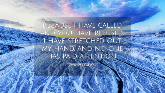 Picture 05 - Proverbs 1:24 WEB Desktop Wallpaper - Because I have called, and you have refused; I - Desktop Bible Verse Wallpaper