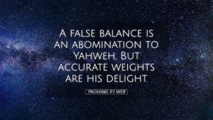 Picture 05 - Proverbs 11:1 WEB Desktop Wallpaper - A false balance is an abomination to Yahweh, But - Desktop Bible Verse Wallpaper
