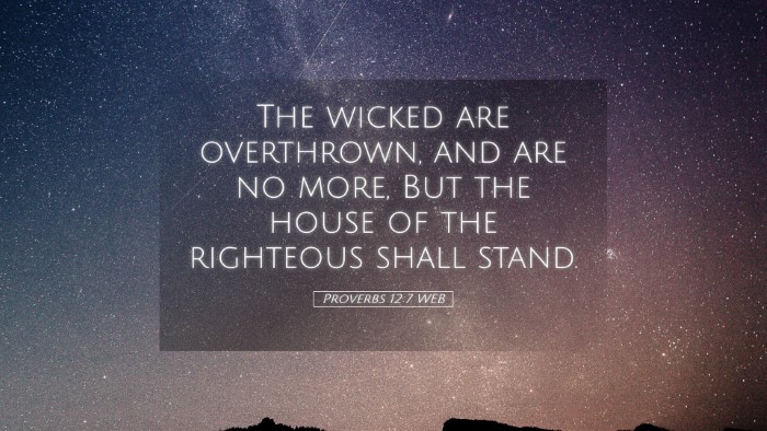 Picture 05 - Proverbs 12:7 WEB Desktop Wallpaper - The wicked are overthrown, and are no more, But - Desktop Bible Verse Wallpaper
