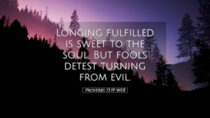 Picture 05 - Proverbs 13:19 WEB Desktop Wallpaper - Longing fulfilled is sweet to the soul, But fools - Desktop Bible Verse Wallpaper