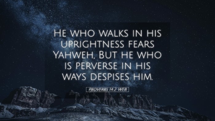 Picture 05 - Proverbs 14:2 WEB Desktop Wallpaper - He who walks in his uprightness fears Yahweh, But - Desktop Bible Verse Wallpaper