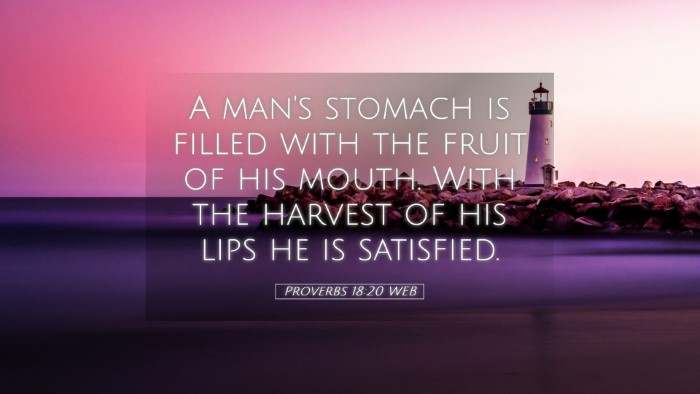 Picture 05 - Proverbs 18:20 WEB Desktop Wallpaper - A man's stomach is filled with the fruit of his - Desktop Bible Verse Wallpaper