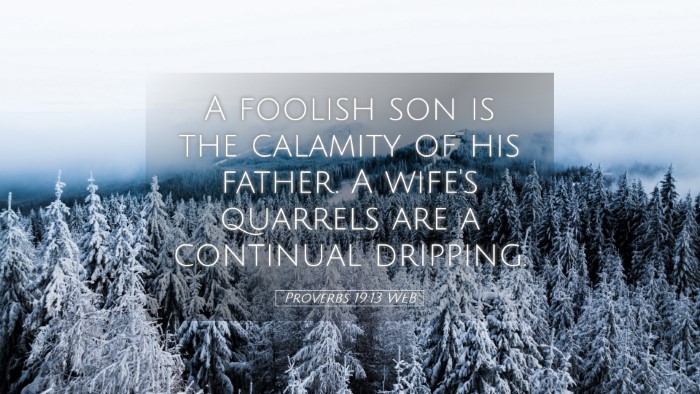 Picture 05 - Proverbs 19:13 WEB Desktop Wallpaper - A foolish son is the calamity of his father. A - Desktop Bible Verse Wallpaper