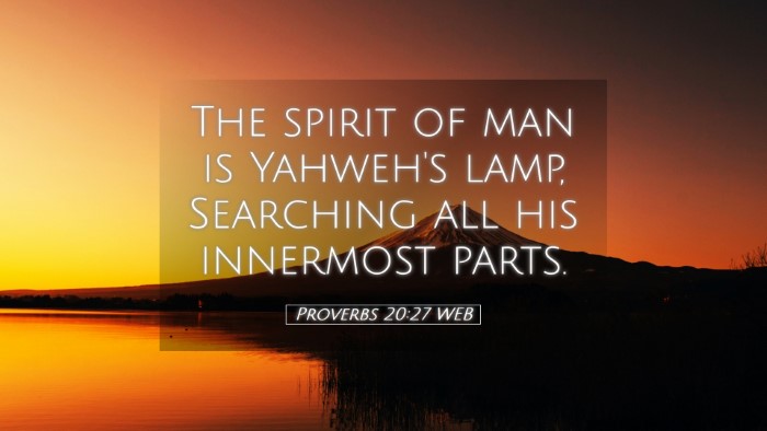 Picture 05 - Proverbs 20:27 WEB Desktop Wallpaper - The spirit of man is Yahweh's lamp, Searching all - Desktop Bible Verse Wallpaper