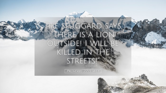 Picture 05 - Proverbs 22:13 WEB Desktop Wallpaper - The sluggard says, 