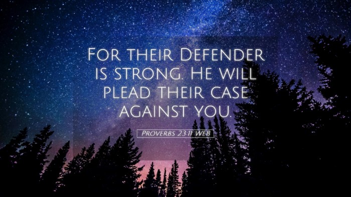 Picture 05 - Proverbs 23:11 WEB Desktop Wallpaper - For their Defender is strong. He will plead their - Desktop Bible Verse Wallpaper