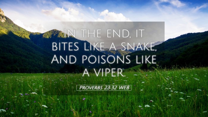 Picture 05 - Proverbs 23:32 WEB Desktop Wallpaper - In the end, it bites like a snake, And poisons - Desktop Bible Verse Wallpaper