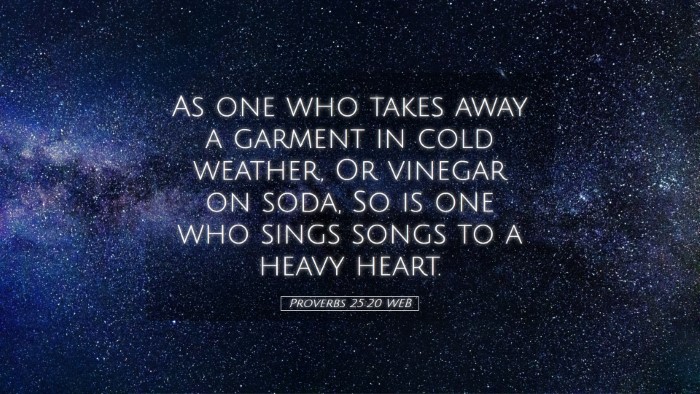 Picture 05 - Proverbs 25:20 WEB Desktop Wallpaper - As one who takes away a garment in cold weather, - Desktop Bible Verse Wallpaper