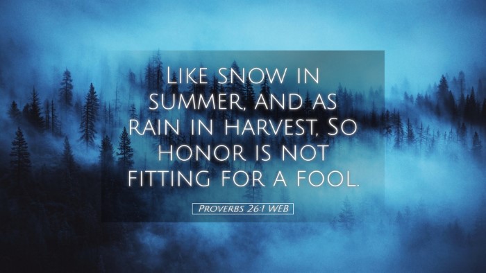 Picture 05 - Proverbs 26:1 WEB Desktop Wallpaper - Like snow in summer, and as rain in harvest, So - Desktop Bible Verse Wallpaper
