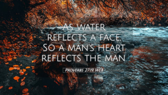 Picture 05 - Proverbs 27:19 WEB Desktop Wallpaper - As water reflects a face, So a man's heart - Desktop Bible Verse Wallpaper