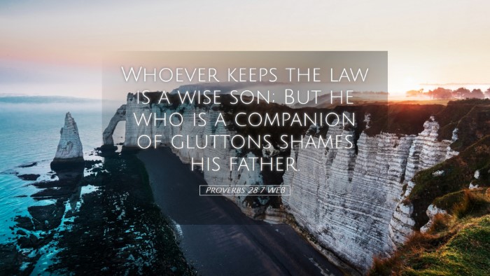 Picture 05 - Proverbs 28:7 WEB Desktop Wallpaper - Whoever keeps the law is a wise son; But he who - Desktop Bible Verse Wallpaper