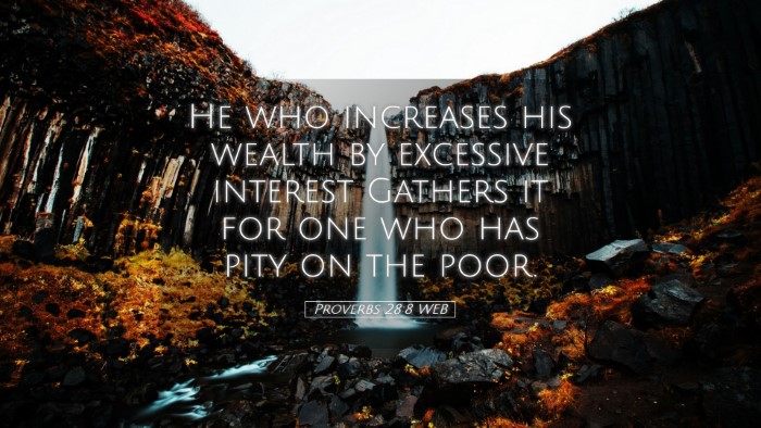 Picture 05 - Proverbs 28:8 WEB Desktop Wallpaper - He who increases his wealth by excessive interest - Desktop Bible Verse Wallpaper