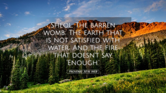 Picture 05 - Proverbs 30:16 WEB Desktop Wallpaper - Sheol, The barren womb; The earth that is not - Desktop Bible Verse Wallpaper