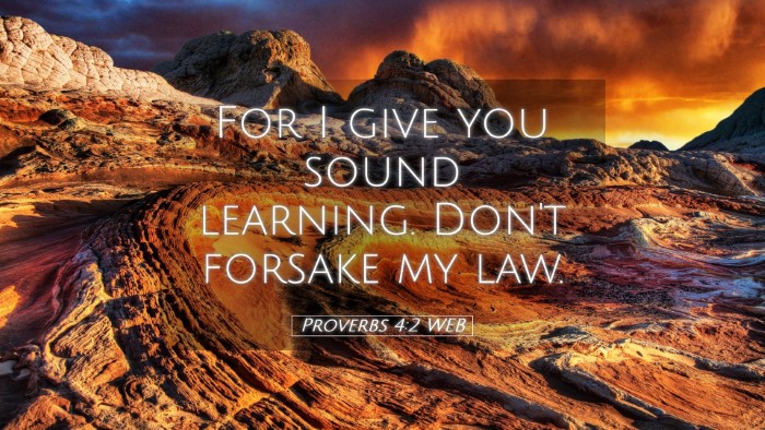 Picture 05 - Proverbs 4:2 WEB Desktop Wallpaper - For I give you sound learning. Don't forsake my - Desktop Bible Verse Wallpaper
