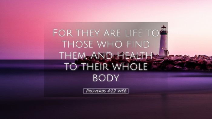 Picture 05 - Proverbs 4:22 WEB Desktop Wallpaper - For they are life to those who find them, And - Desktop Bible Verse Wallpaper