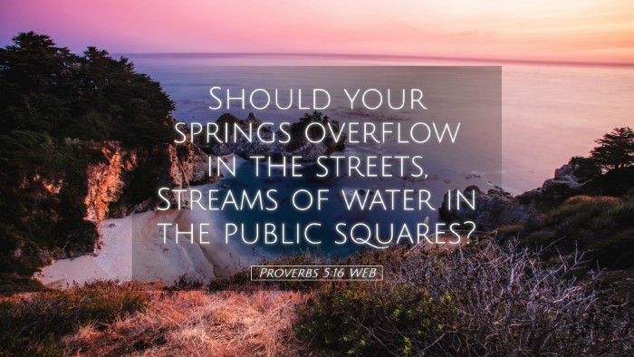 Picture 05 - Proverbs 5:16 WEB Desktop Wallpaper - Should your springs overflow in the streets, - Desktop Bible Verse Wallpaper