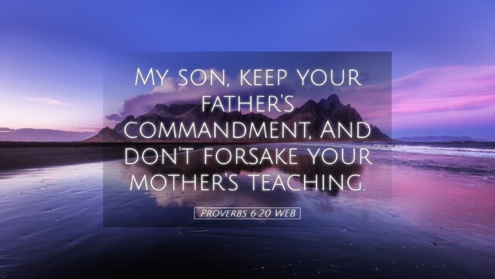 Picture 05 - Proverbs 6:20 WEB Desktop Wallpaper - My son, keep your father's commandment, And don't - Desktop Bible Verse Wallpaper