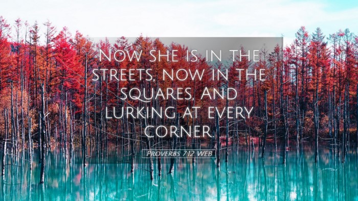 Picture 05 - Proverbs 7:12 WEB Desktop Wallpaper - Now she is in the streets, now in the squares, - Desktop Bible Verse Wallpaper