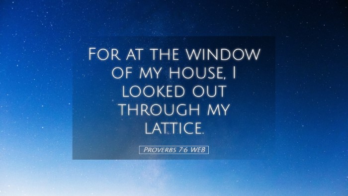 Picture 05 - Proverbs 7:6 WEB Desktop Wallpaper - For at the window of my house, I looked out - Desktop Bible Verse Wallpaper