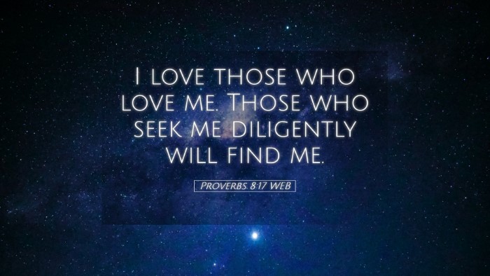 Picture 05 - Proverbs 8:17 WEB Desktop Wallpaper - I love those who love me. Those who seek me - Desktop Bible Verse Wallpaper