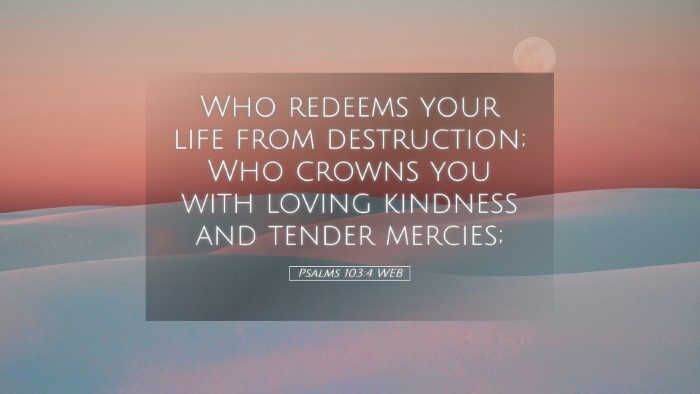 Picture 05 - Psalms 103:4 WEB Desktop Wallpaper - Who redeems your life from destruction; Who - Desktop Bible Verse Wallpaper