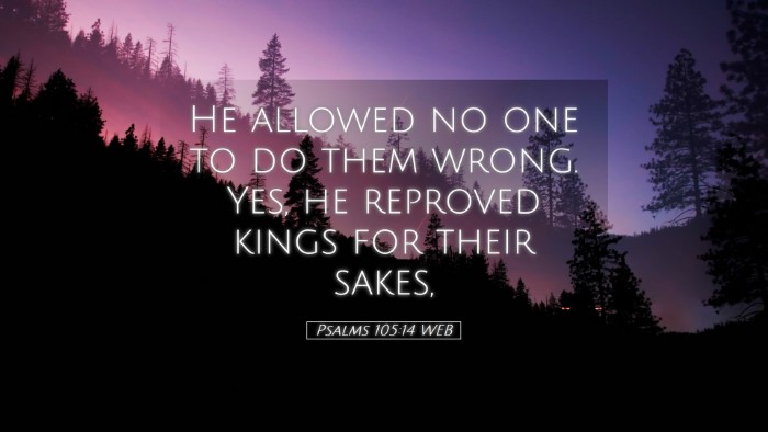 Picture 05 - Psalms 105:14 WEB Desktop Wallpaper - He allowed no one to do them wrong. Yes, he - Desktop Bible Verse Wallpaper