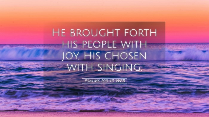 Picture 05 - Psalms 105:43 WEB Desktop Wallpaper - He brought forth his people with joy, His chosen - Desktop Bible Verse Wallpaper