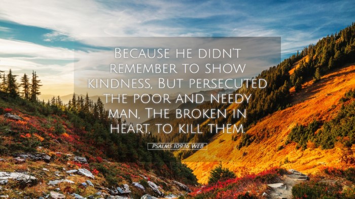 Picture 05 - Psalms 109:16 WEB Desktop Wallpaper - Because he didn't remember to show kindness, But - Desktop Bible Verse Wallpaper