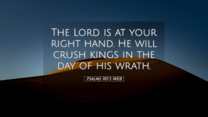 Picture 05 - Psalms 110:5 WEB Desktop Wallpaper - The Lord is at your right hand. He will crush - Desktop Bible Verse Wallpaper
