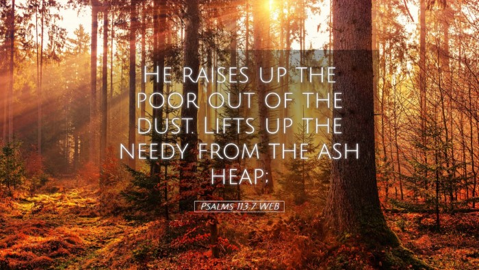 Picture 05 - Psalms 113:7 WEB Desktop Wallpaper - He raises up the poor out of the dust. Lifts up - Desktop Bible Verse Wallpaper