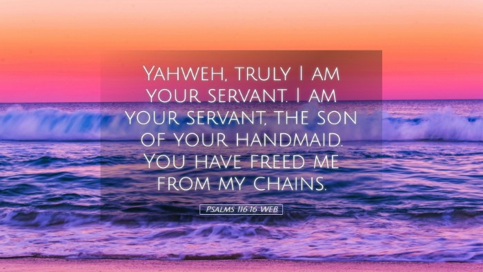 Picture 05 - Psalms 116:16 WEB Desktop Wallpaper - Yahweh, truly I am your servant. I am your - Desktop Bible Verse Wallpaper