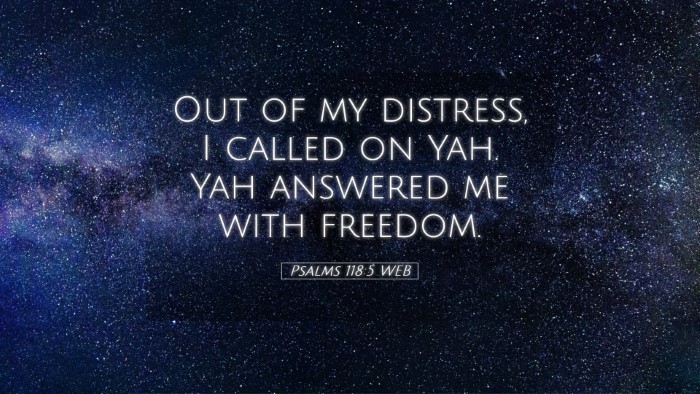 Picture 05 - Psalms 118:5 WEB Desktop Wallpaper - Out of my distress, I called on Yah. Yah answered - Desktop Bible Verse Wallpaper