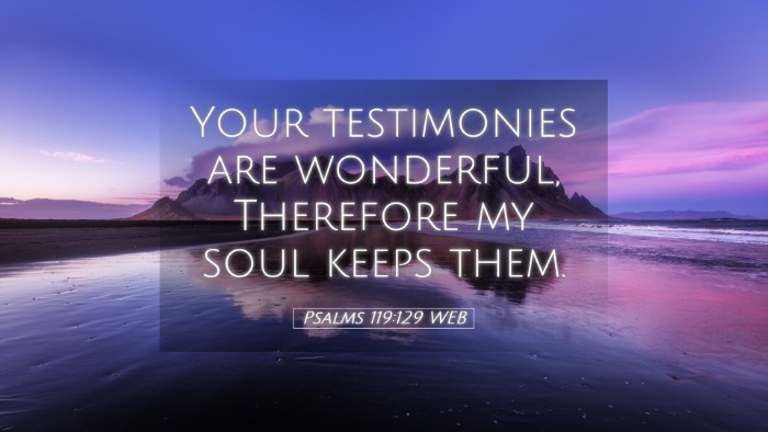 Picture 05 - Psalms 119:129 WEB Desktop Wallpaper - Your testimonies are wonderful, Therefore my soul - Desktop Bible Verse Wallpaper