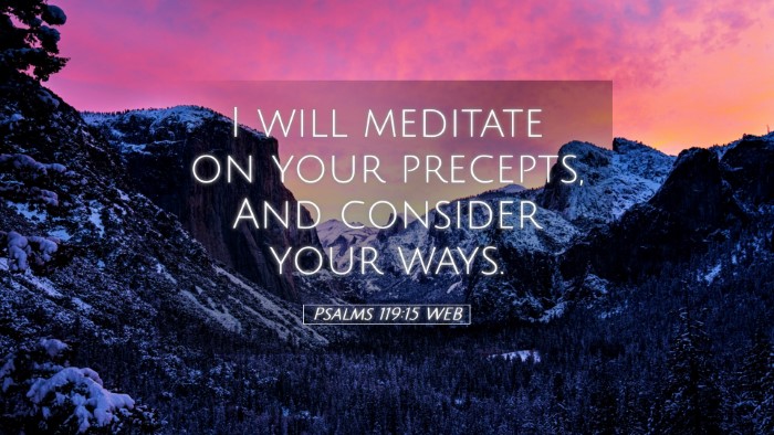 Picture 05 - Psalms 119:15 WEB Desktop Wallpaper - I will meditate on your precepts, And consider - Desktop Bible Verse Wallpaper