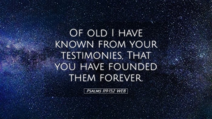 Picture 05 - Psalms 119:152 WEB Desktop Wallpaper - Of old I have known from your testimonies, That - Desktop Bible Verse Wallpaper