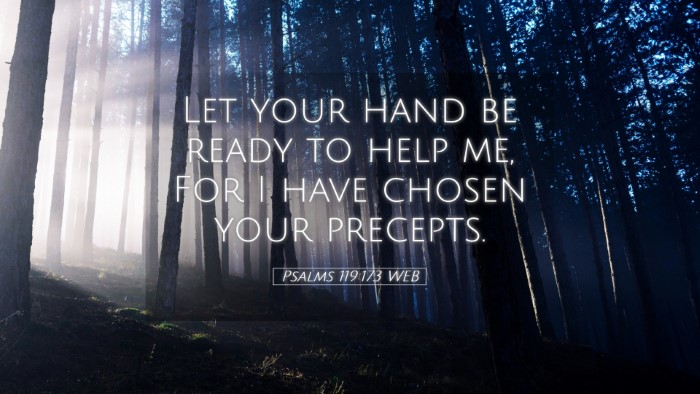 Picture 05 - Psalms 119:173 WEB Desktop Wallpaper - Let your hand be ready to help me, For I have - Desktop Bible Verse Wallpaper