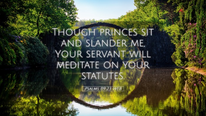 Picture 05 - Psalms 119:23 WEB Desktop Wallpaper - Though princes sit and slander me, Your servant - Desktop Bible Verse Wallpaper